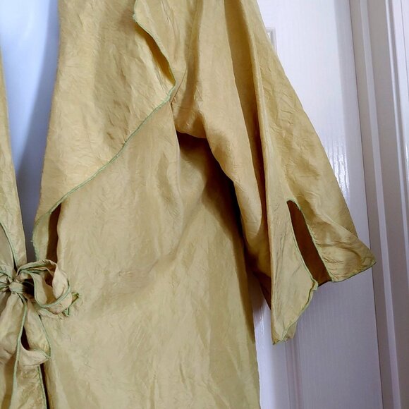 Whispers VTG Carole Dolighan Chartreuse 100% Silk Kimono Jacket S/M - Picture 6 of 14